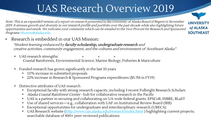 uas research overview 2019