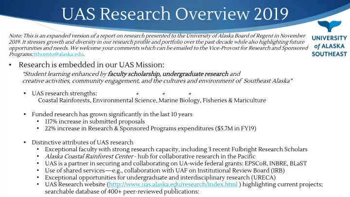 uas research overview 2019