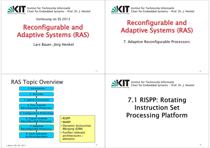 reconfigurable and reconfigurable and adaptive systems