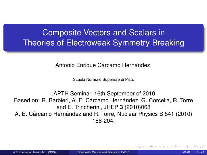 composite vectors and scalars in theories of electroweak