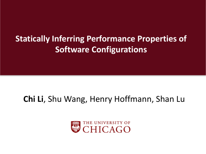 statically inferring performance properties of software
