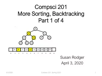 Compsci 201  201  More Sorti  ting, B  Backtra  ktracking  Par  art 1  1 of  of 4  Susan Rodger