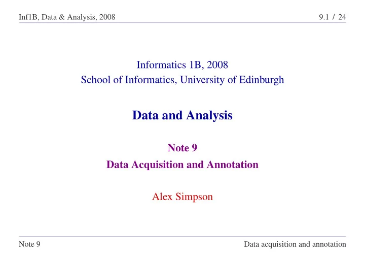 data and analysis