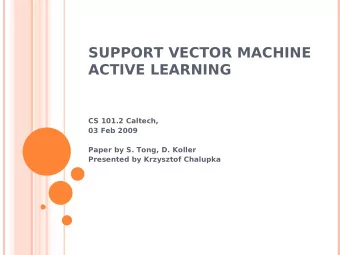 SUPPORT VECTOR MACHINE  ACTIVE LEARNING  CS 101.2 Caltech,  03 Feb 2009  Paper by S. Tong, D.