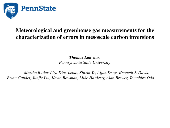 meteorological and greenhouse gas measurements for the