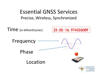 Essential GNSS Services  Precise, Wireless, Synchronized Time (in billionths/sec)  23:55:  5:16.