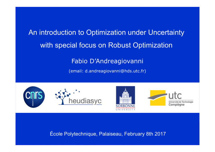 an introduction to optimization under uncertainty 0 1
