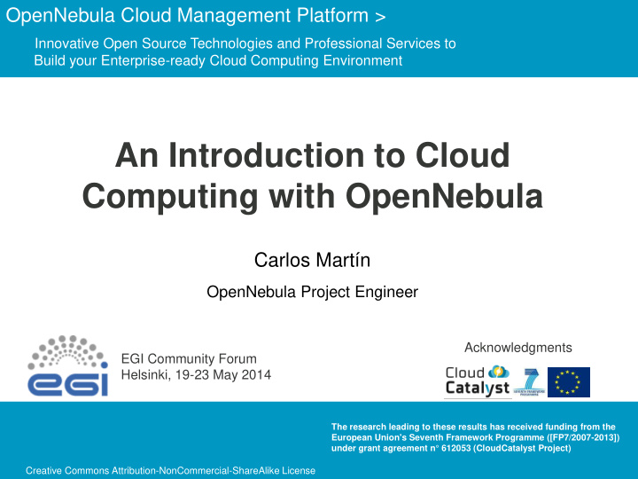 an introduction to cloud computing with opennebula