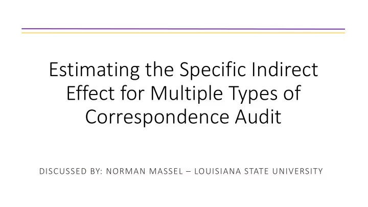 estimating the specific indirect