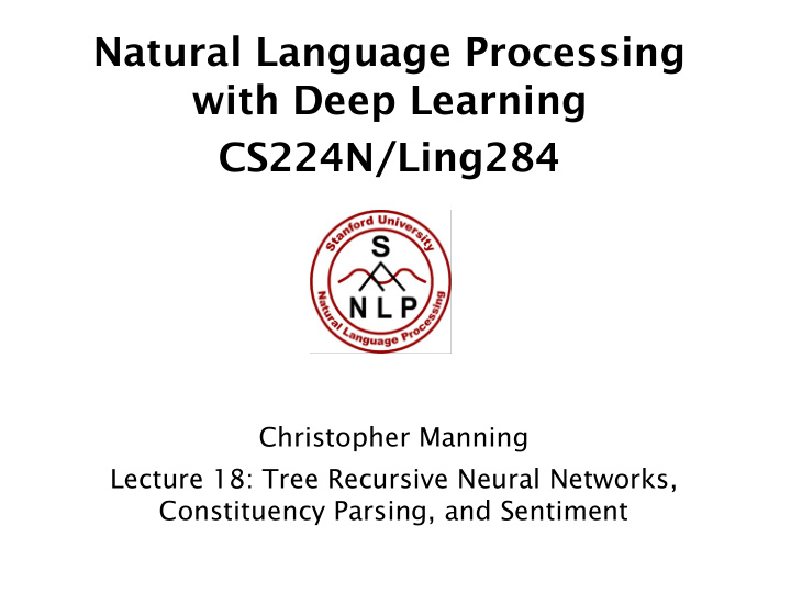 natural language processing with deep learning cs224n