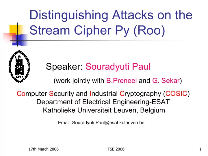 distinguishing attacks on the stream cipher py roo