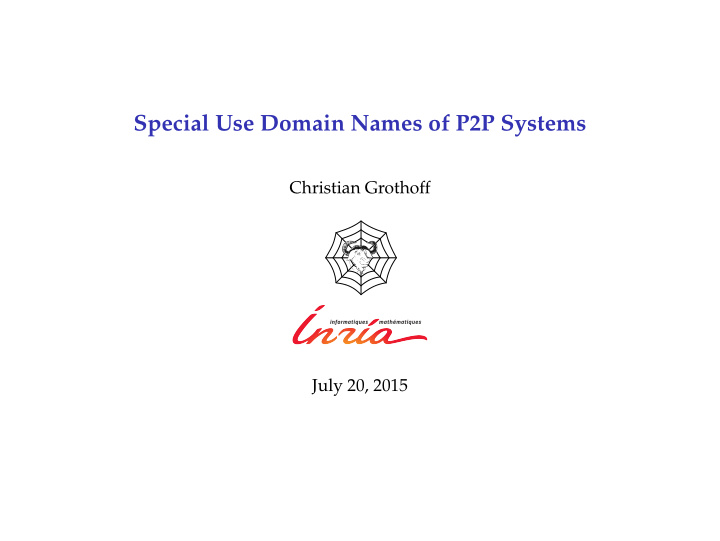 special use domain names of p2p systems