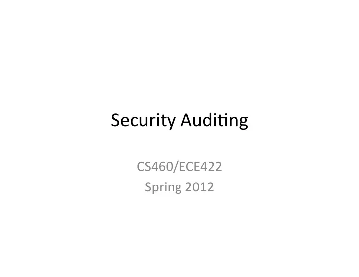 security audi ng