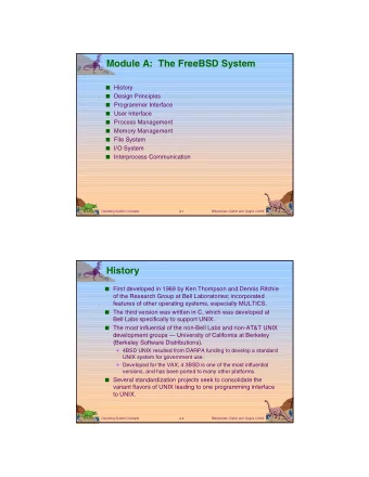 Module A:  The FreeBSD System  History  Design Principles  Programmer Interface  User