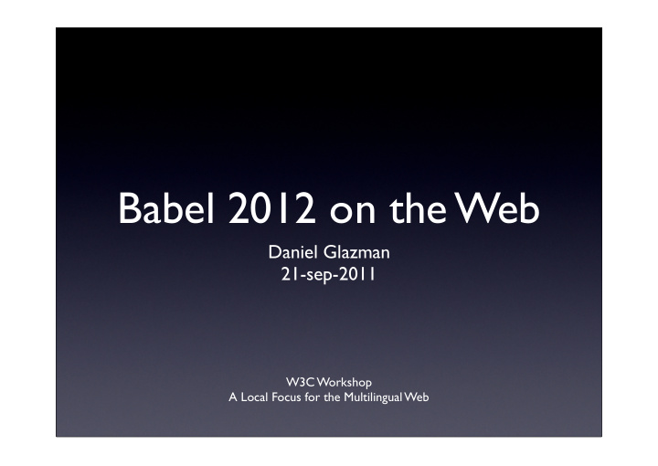 babel 2012 on the web