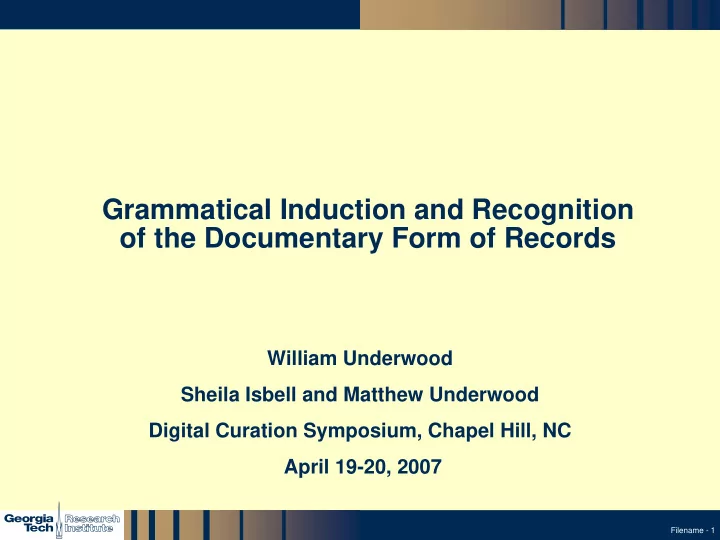 grammatical induction and recognition of the documentary