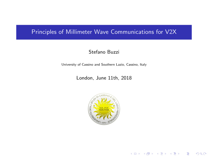 principles of millimeter wave communications for v2x