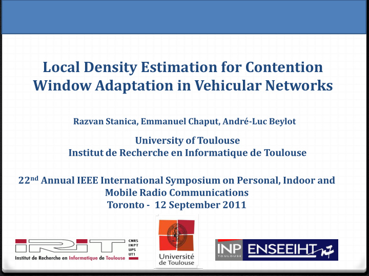 local density estimation for contention window adaptation