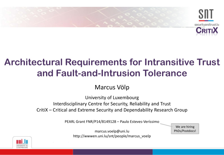 architectural requirements for intransitive trust and