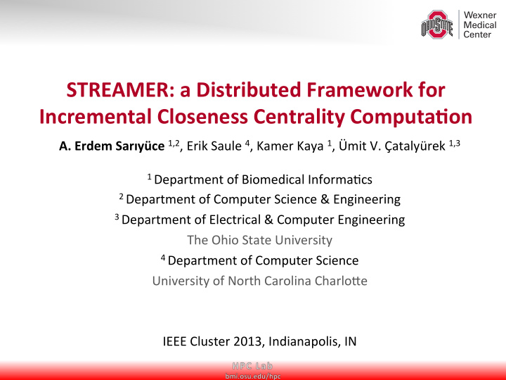 streamer a distributed framework for incremental