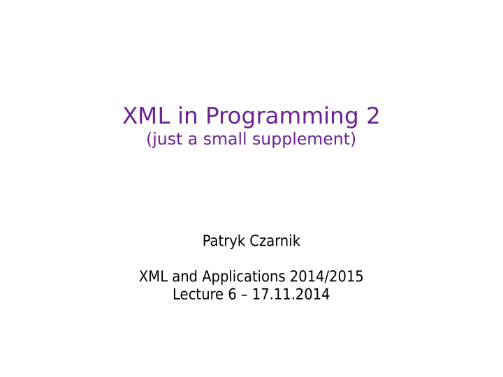 xml in programming 2