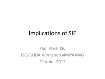Implications of SIE  Paul Vixie, ISC ISC/CAIDA Workshop @M 3 AAWG  October 2012  SIE