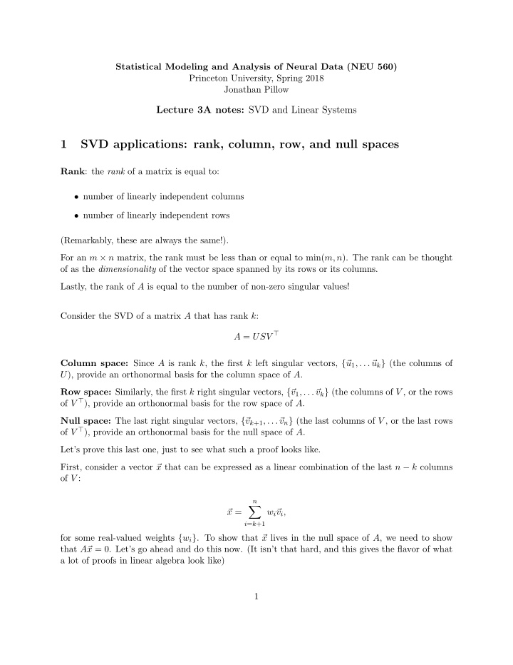 1 svd applications rank column row and null spaces