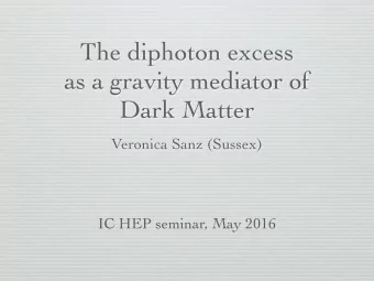 The diphoton excess as a gravity mediator of  Dark Matter  Veronica Sanz (Sussex)  IC HEP seminar,