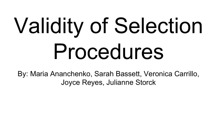validity of selection procedures