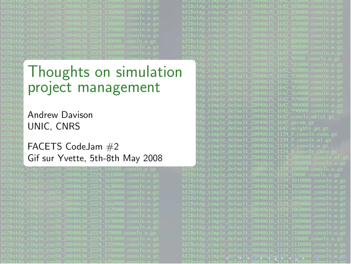 thoughts on simulation project management