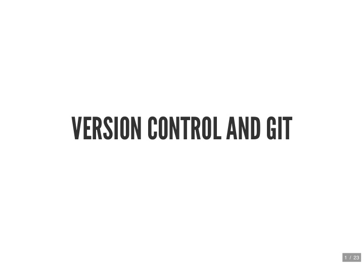 version control and git