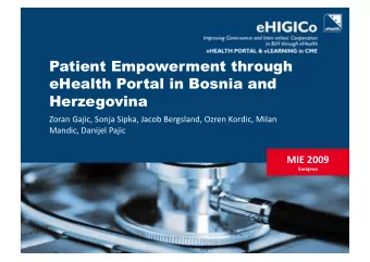 Patient Empowerment through  eHealth Portal in Bosnia and  Herzegovina