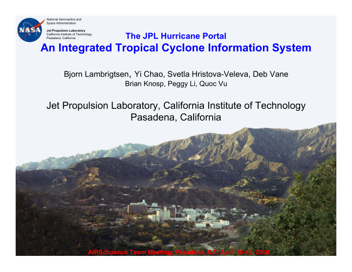 an integrated tropical cyclone information system