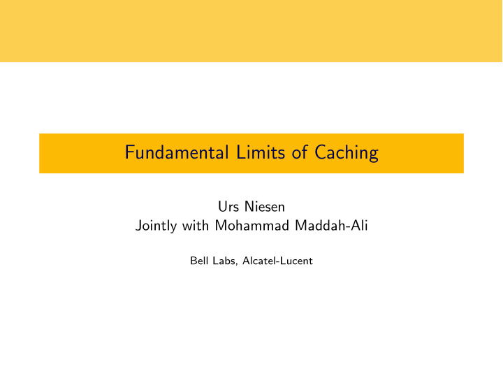 fundamental limits of caching