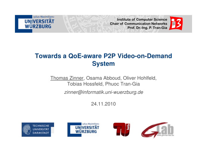 towards a qoe aware p2p video on demand system
