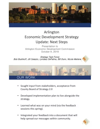 Arlington  Economic Development Strategy  Update: Next Steps