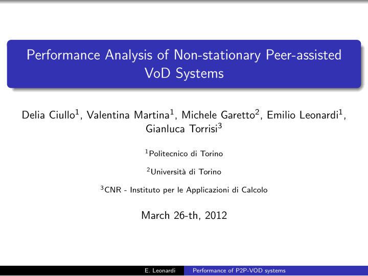 performance analysis of non stationary peer assisted vod