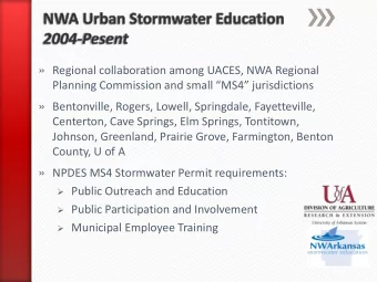 Johnson, Greenland, Prairie Grove, Farmington, Benton  County, U of A  NPDES MS4 Stormwater