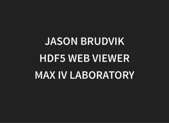 JASON BRUDVIK  JASON BRUDVIK  HDF5 WEB VIEWER  HDF5 WEB VIEWER  MAX IV LABORATORY  MAX IV