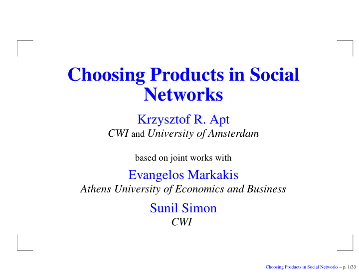 choosing products in social networks