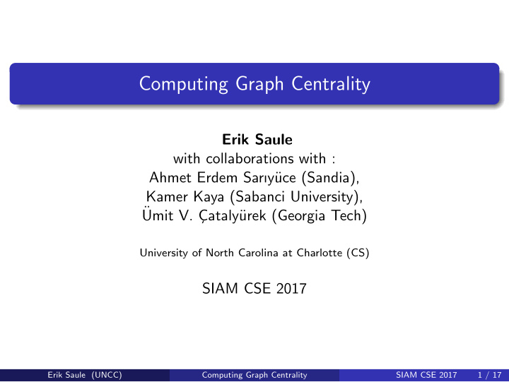 computing graph centrality