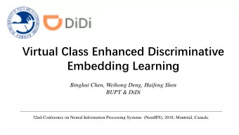 Virtual Class Enhanced Discriminative  Embedding Learning  Binghui Chen, Weihong Deng, Haifeng Shen