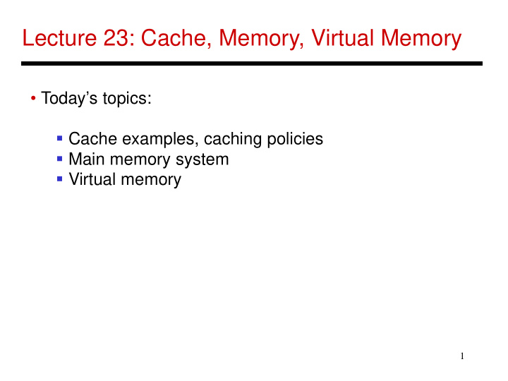 lecture 23 cache memory virtual memory