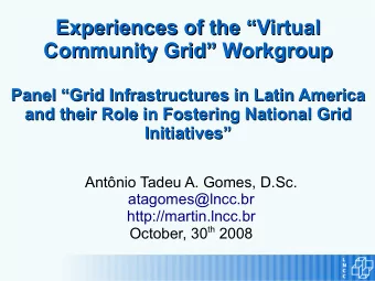 Experiences of the Virtual  Experiences of the Virtual  Community Grid Workgroup