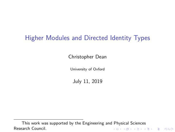 higher modules and directed identity types