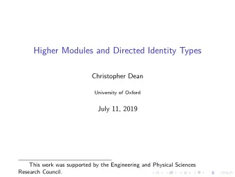 Higher Modules and Directed Identity Types  Christopher Dean  University of Oxford  July 11, 2019