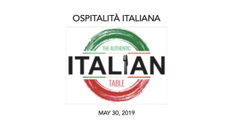 OSPITALI  LIT ITALI  LIANA  MA  MAY 30, 2  , 2019 ation , awarded by  The  he Os  Ospit  italit