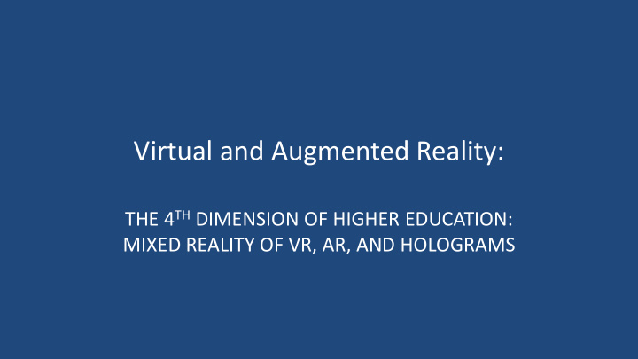 virtual and augmented reality