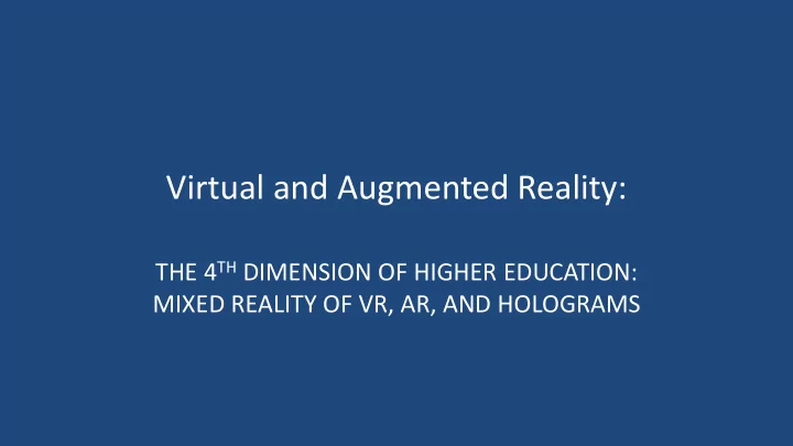 virtual and augmented reality
