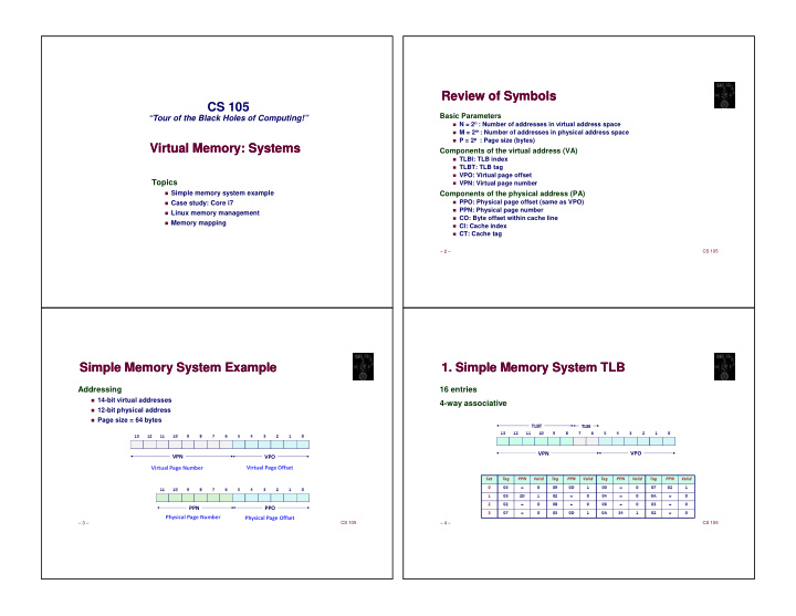 review of symbols review of symbols cs 105